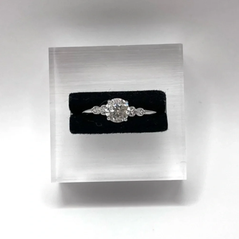 Moissanite Round Brilliant Sterling Silver Ring - Picture 1 of 6